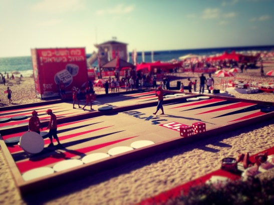 Life-size Israeli Shesh Besh on  the beach