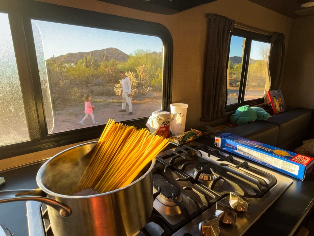 cooking together in an RV