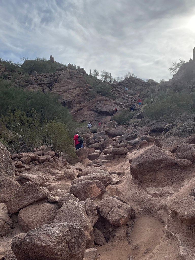 rock climbing at Camelback Mountain hike